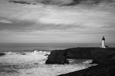 Yaquina Head Light (Photo II)
This is a tighter crop of photo I, and rendered in Black and White.
