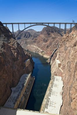 Bridge over the River Colorado
Built after NAFTA treaty and World Trade Center attack, this bridge keeps all but tourist auto traffic off the Hoover Dam.  Much better to walk across at leisure anyway.
